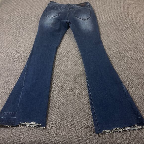 Grace In LA Jeans Womens Size 27 Blue Denim Easy Fit Raw Hem Flare Y2K Grunge - Picture 8 of 12